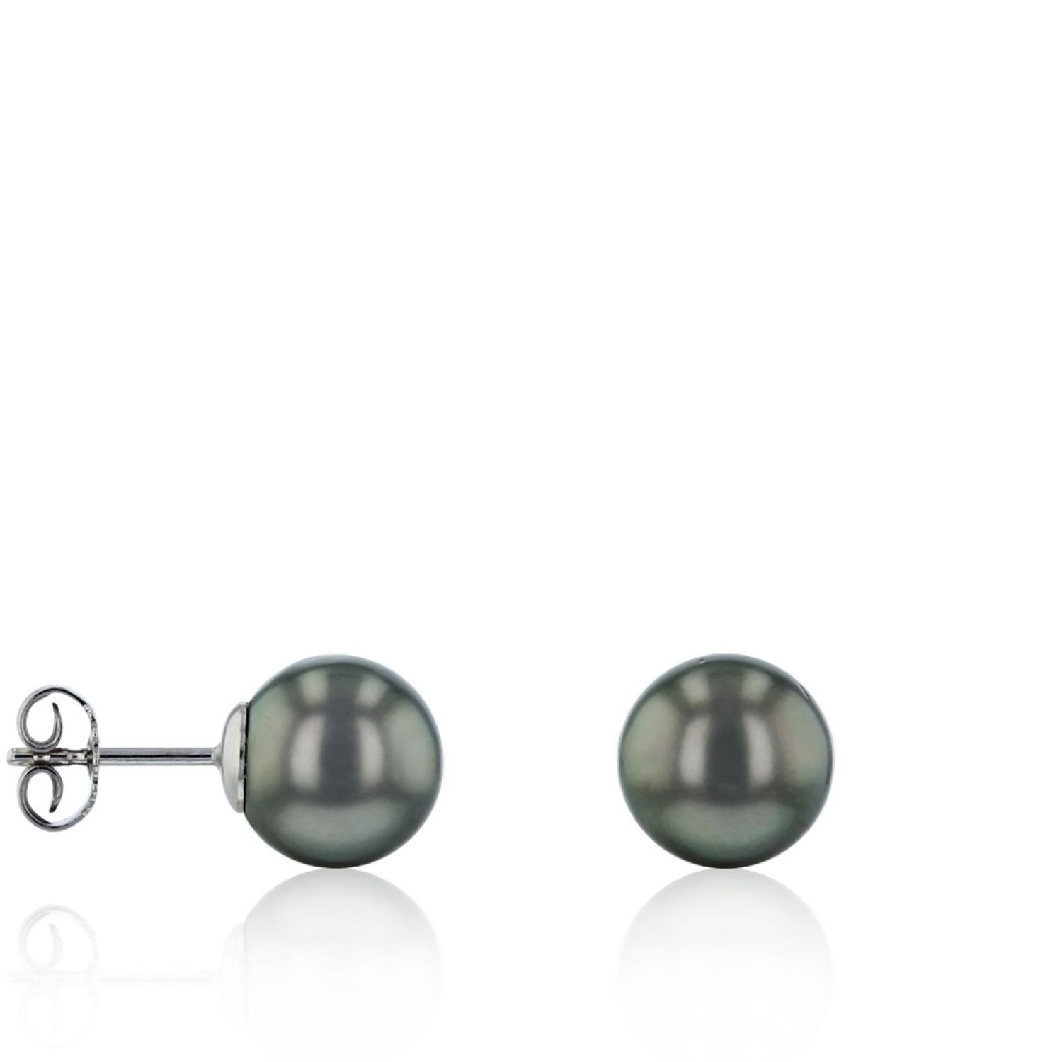 AURONOS Pearl stud earrings 18K white gold Tahitian pearls 9.5-10mm