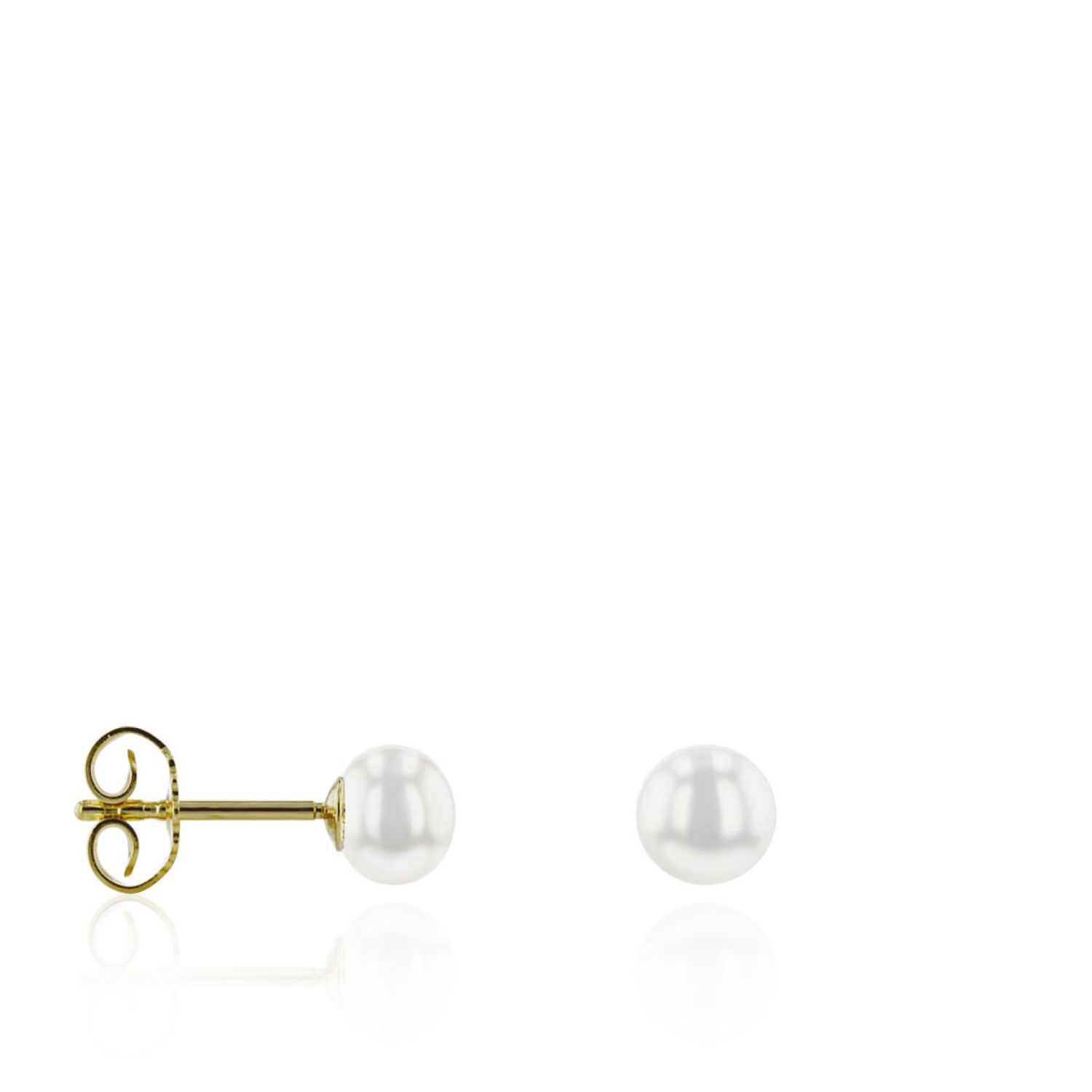 AURONOS Pearl stud earrings 18K yellow gold bouton freshwater pearls 4.5-5mm