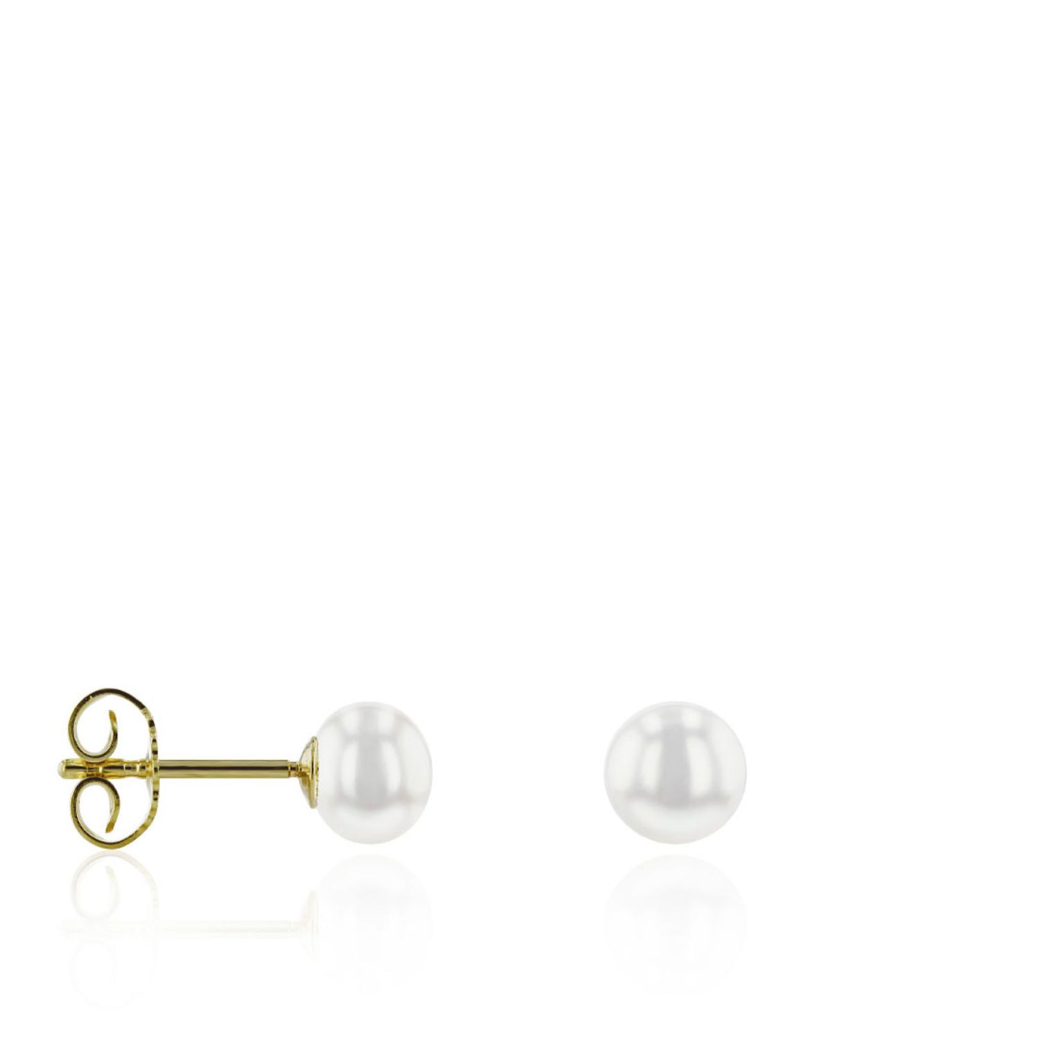 AURONOS Pearl stud earrings 18k yellow gold bouton freshwater pearls 5-5.5mm