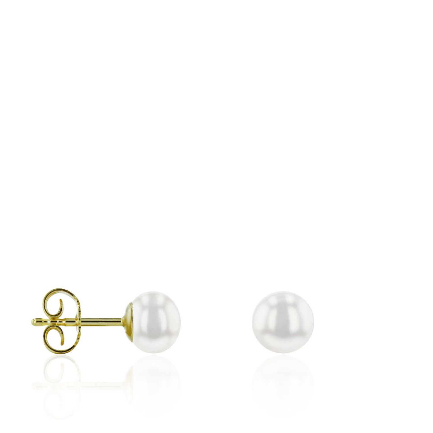 AURONOS Pearl stud earrings 18k yellow gold bouton freshwater pearls 6-6.5mm