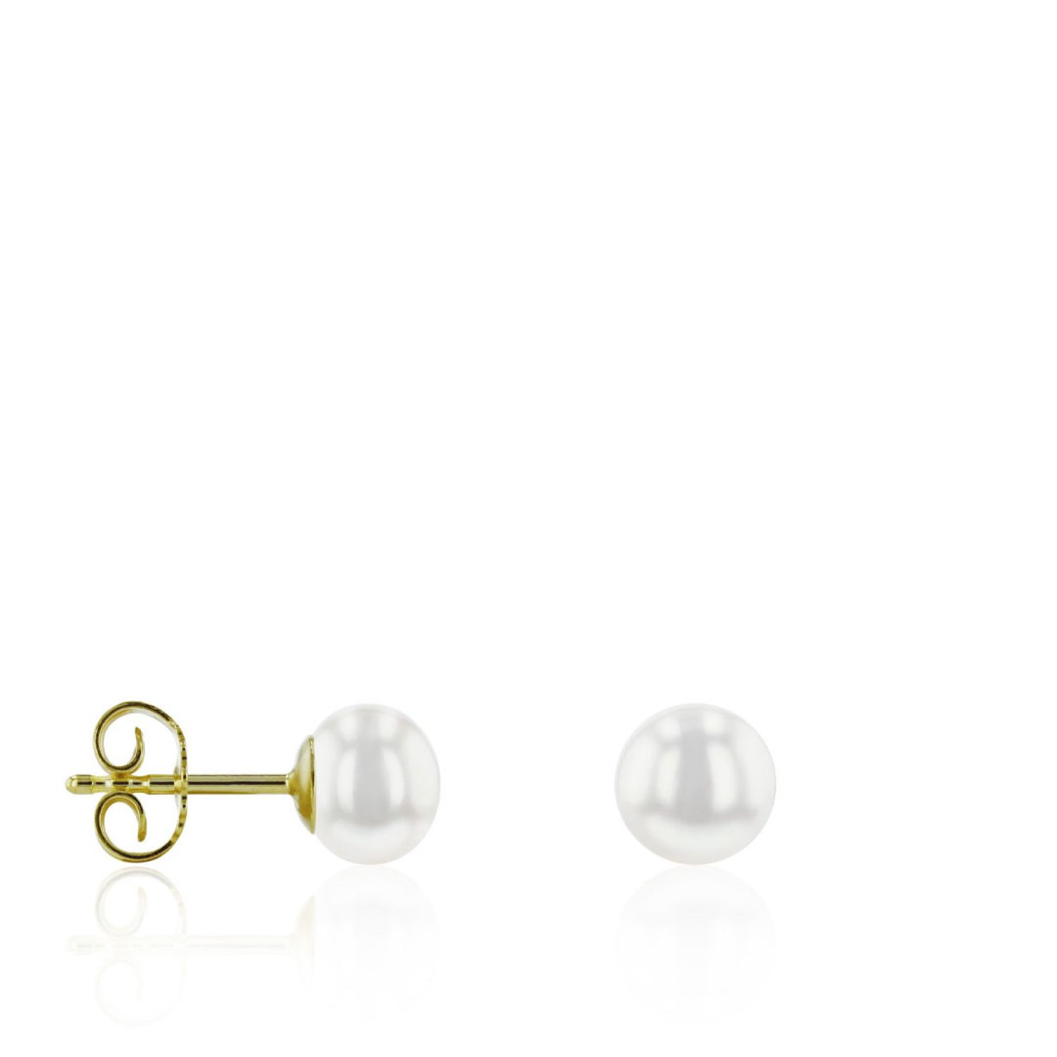 AURONOS Perles Bouton d'oreille en or jaune 18K Perles d'eau douce 6.5-7mm