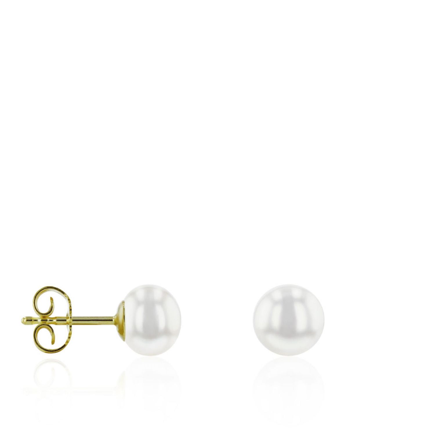 AURONOS Pearl stud earrings 18k yellow gold bouton freshwater pearls 7-7.5mm