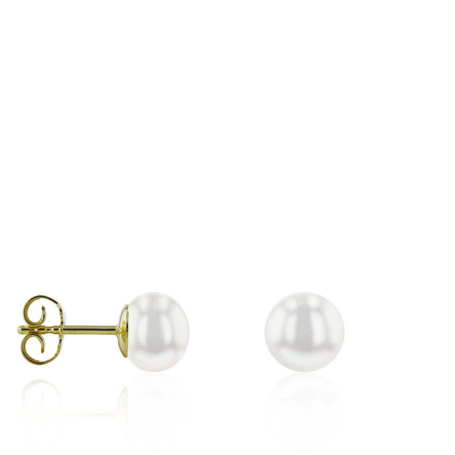 AURONOS Perles Bouton d'oreille en or jaune 18K Perles d'eau douce 7.5-8mm