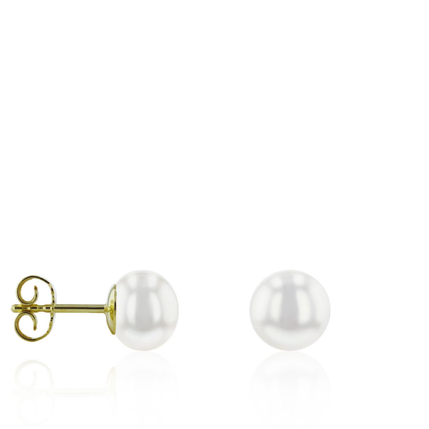 AURONOS Pearl stud earrings 18k yellow gold bouton freshwater pearls 8-8.5mm