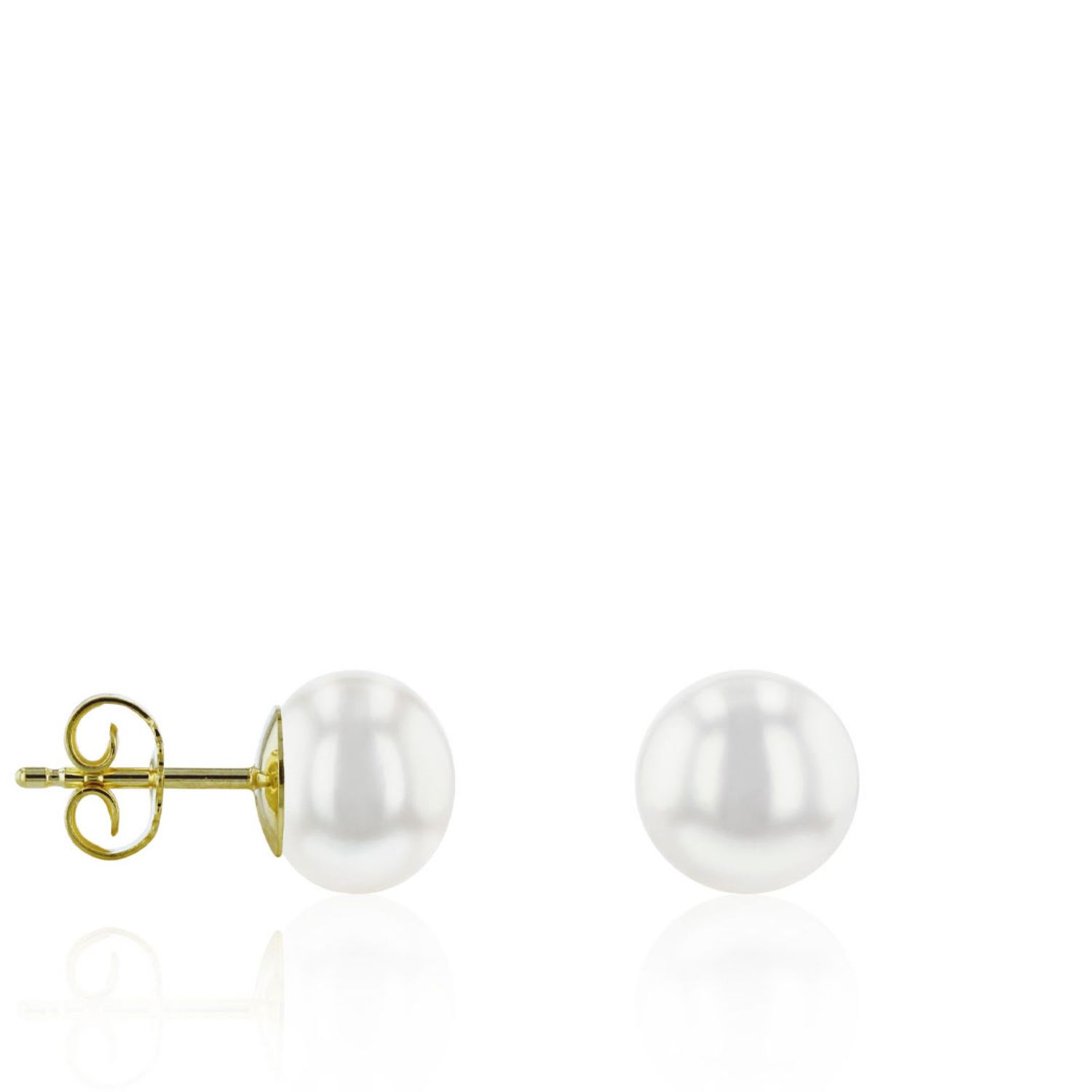 AURONOS Perles Bouton d'oreille en or jaune 18K Perles d'eau douce 9-9.5mm