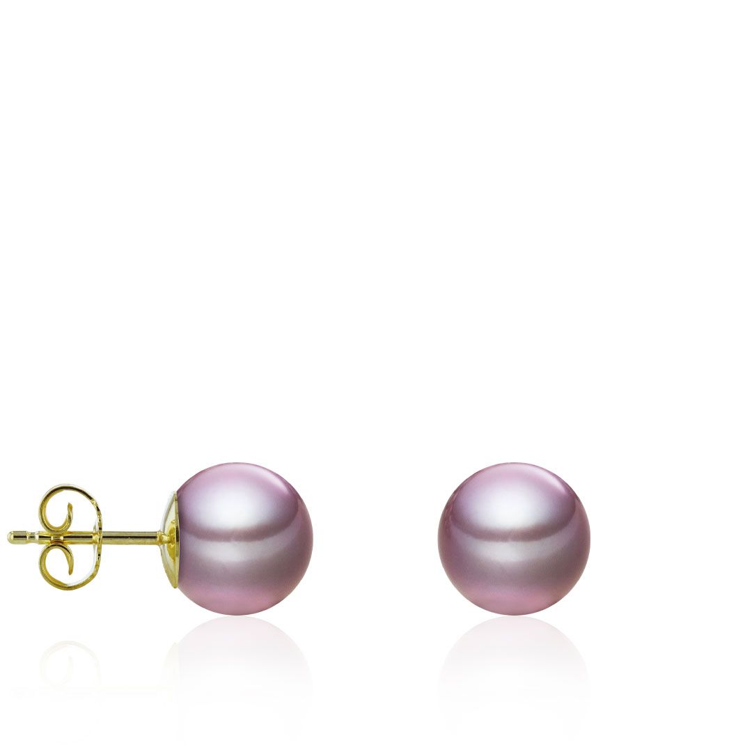 AURONOS Pearl stud earrings 18K yellow gold Ming pearls 10-11mm