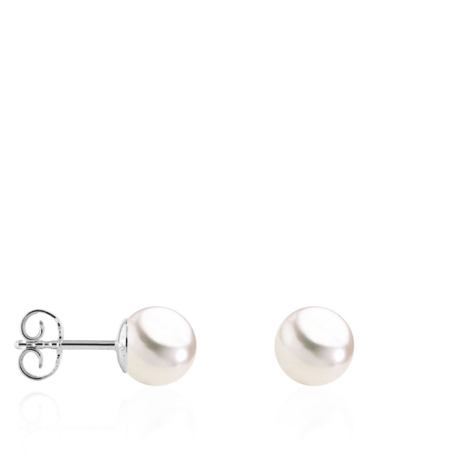 AURONOS Pearl stud earrings 925 silver freshwater pearls 7.5-8mm