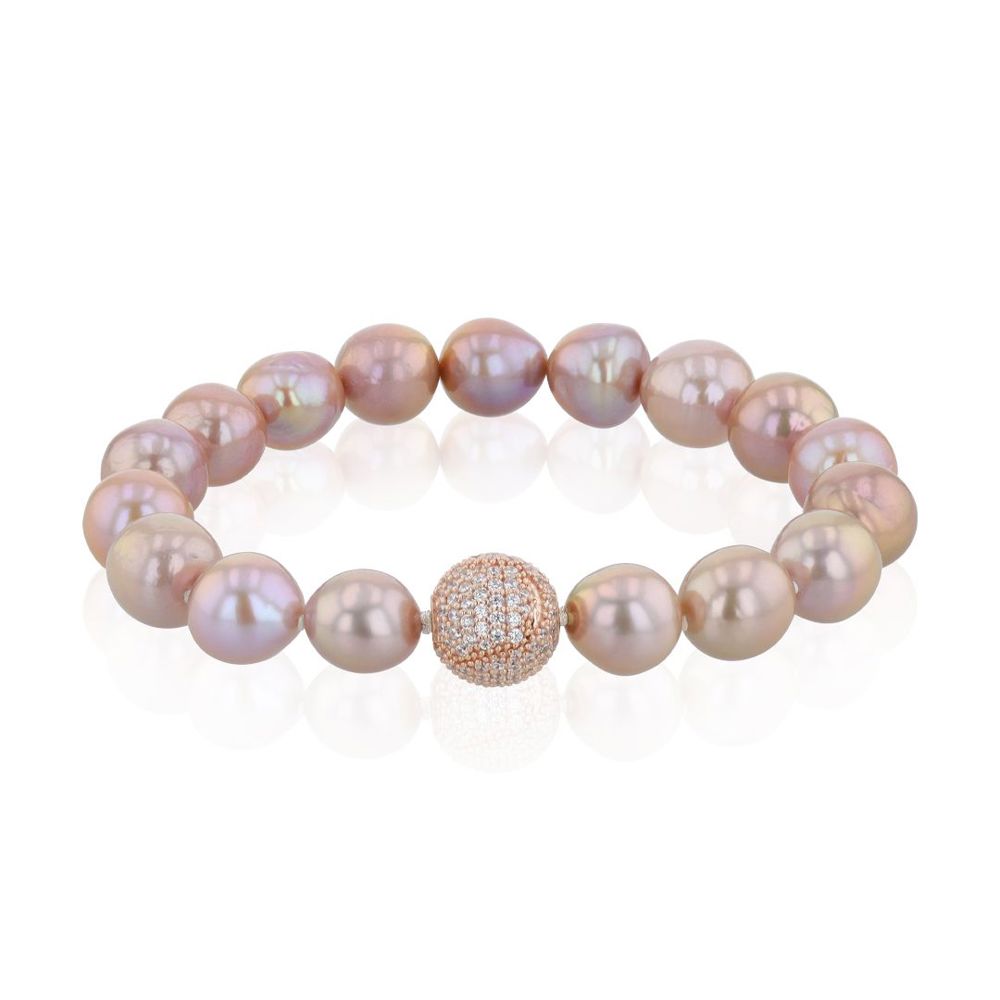 AURONOS Pearl bracelet 925 silver rose gold-plated with zirconia and Ming pearls 8-10mm long 19cm