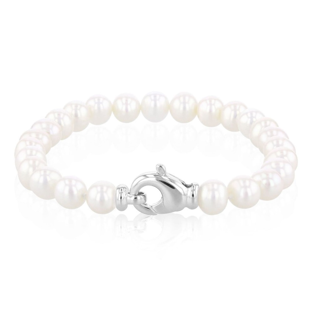 AURONOS Pearl bracelet 925 silver with freshwater pearls 6-6.5mm 19cm long