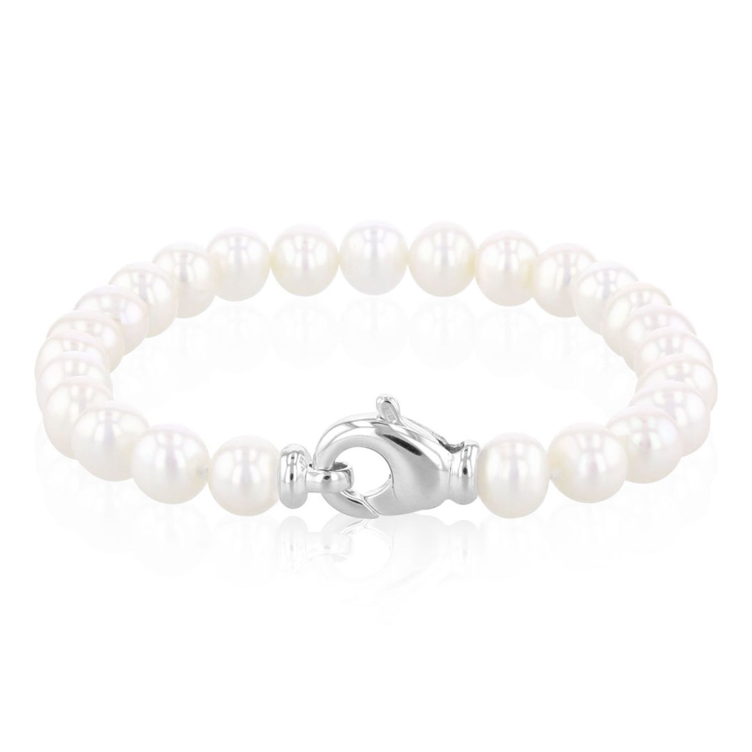 AURONOS Pearl bracelet 925 silver with freshwater pearls 7-7.5mm 19cm long