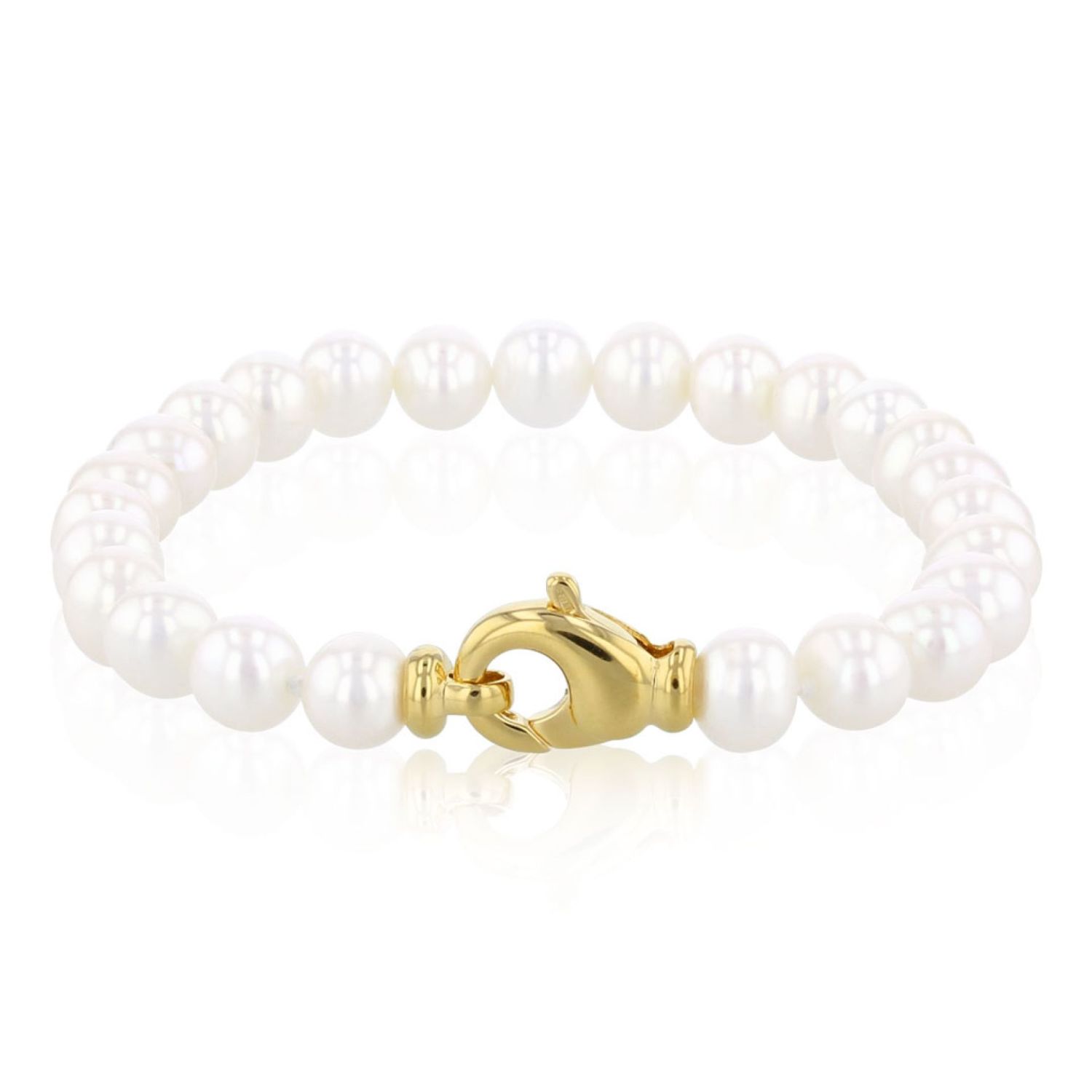 AURONOS Pearl bracelet 925 silver gold-plated with freshwater pearls 7-7.5mm 19cm long