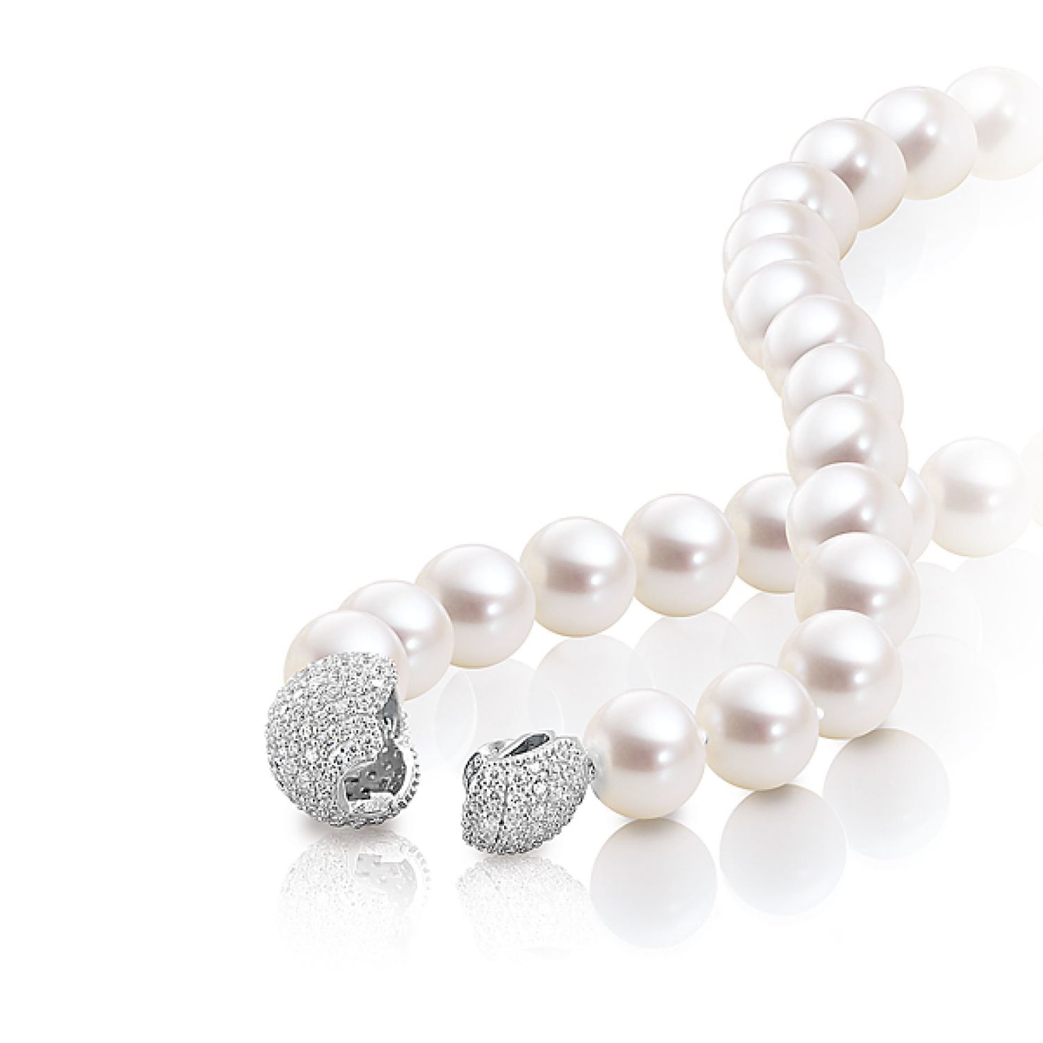 AURONOS Pearl necklace silver 925 with zirconia and freshwater pearls 8-9mm 42cm long