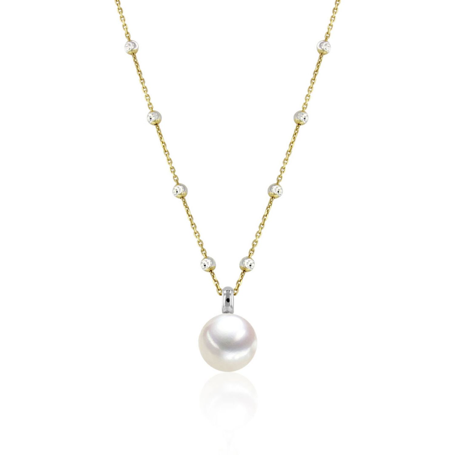 AURONOS Pearl necklace silver 925 gold-plated with Ming pearl 11-12mm 100cm long