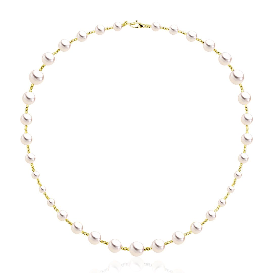 AURONOS Pearl necklace 18K yellow gold with Akoya pearl 45cm long