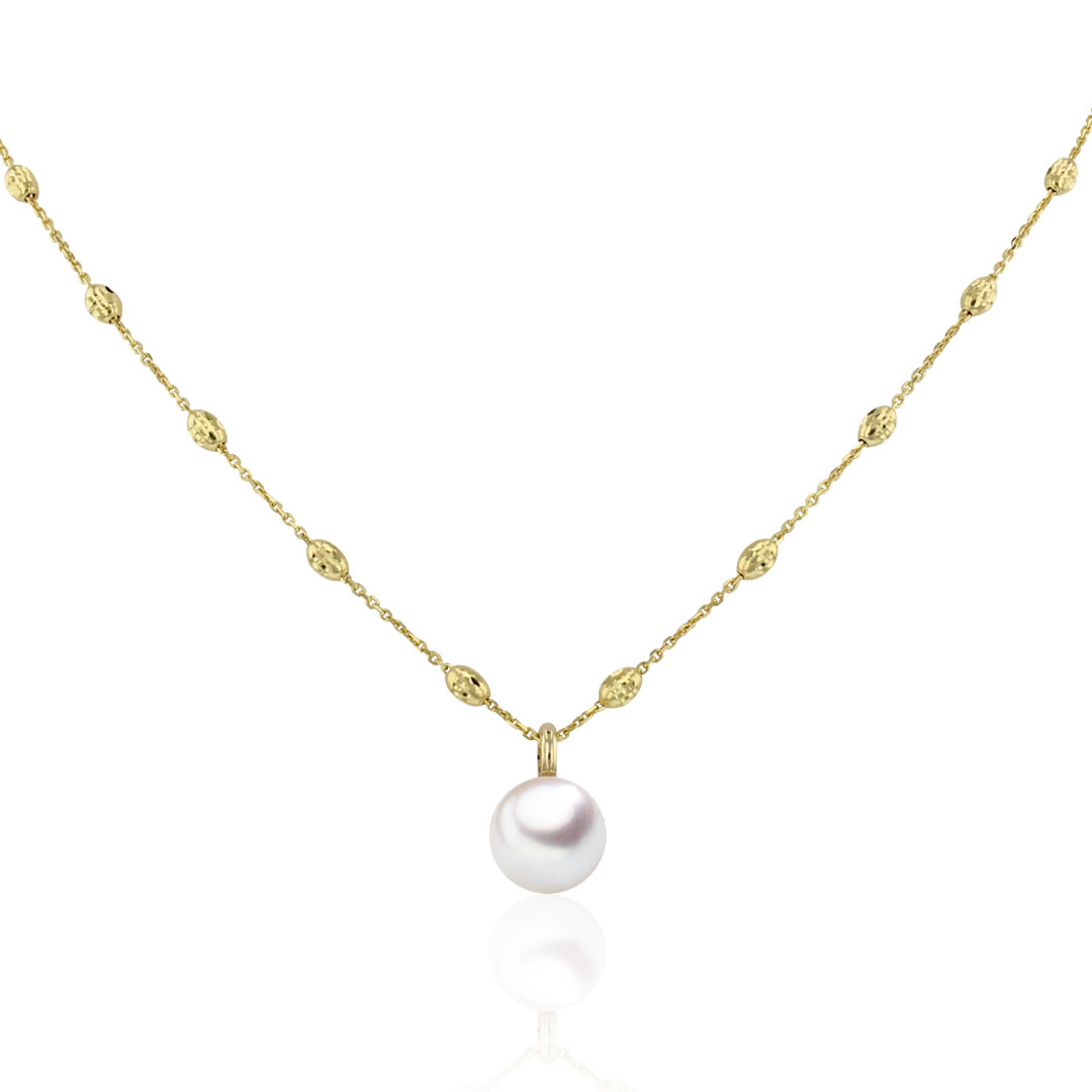 AURONOS Pearl necklace 18K yellow gold with Akoya pearl 8-8.5mm 45cm