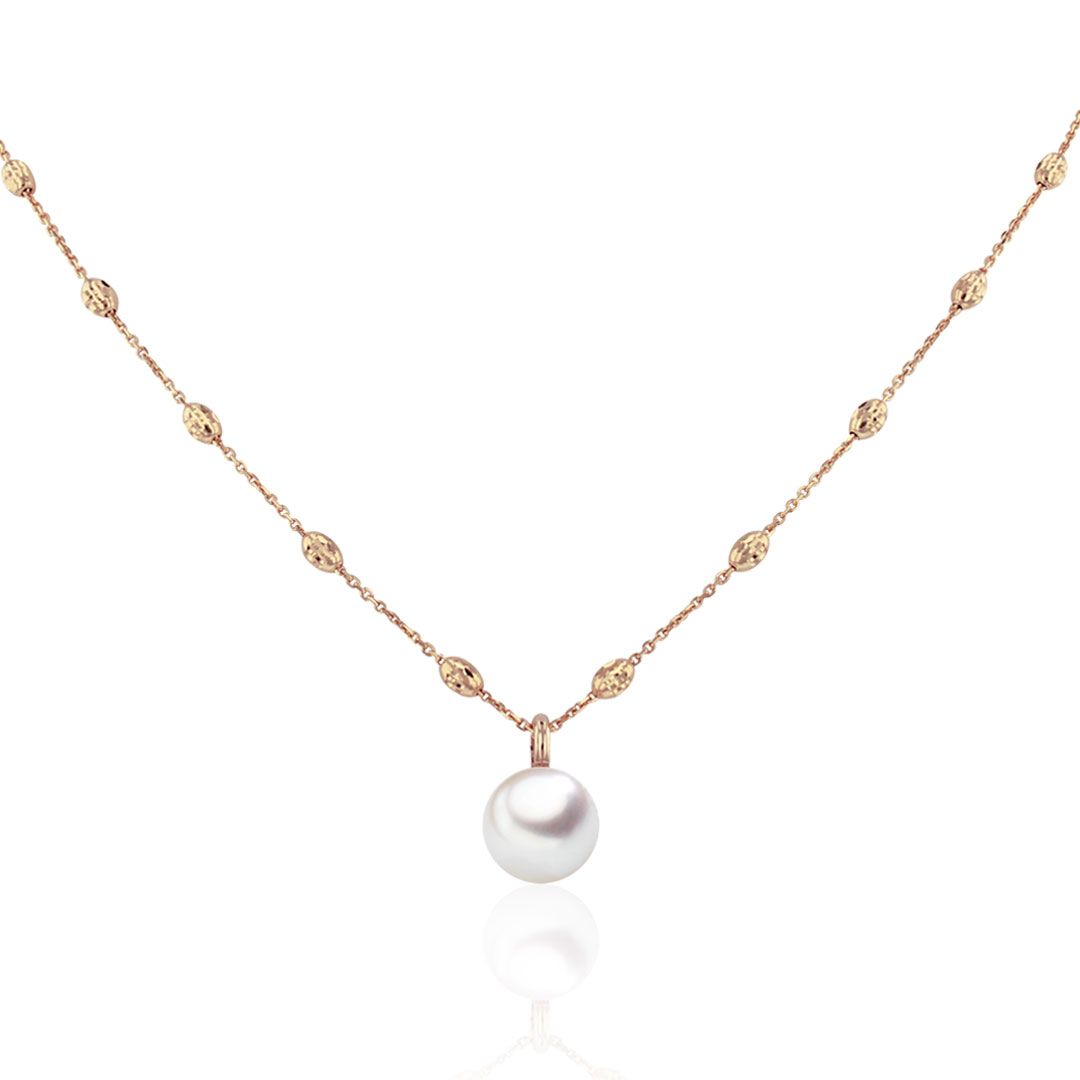 AURONOS Pearl necklace 18K rose gold with Akoya pearl 8-8.5mm 45cm