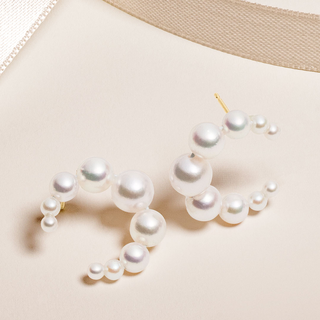 AURONOS Pearl earrings 18K yellow gold with Akoya pearls 3-8mm