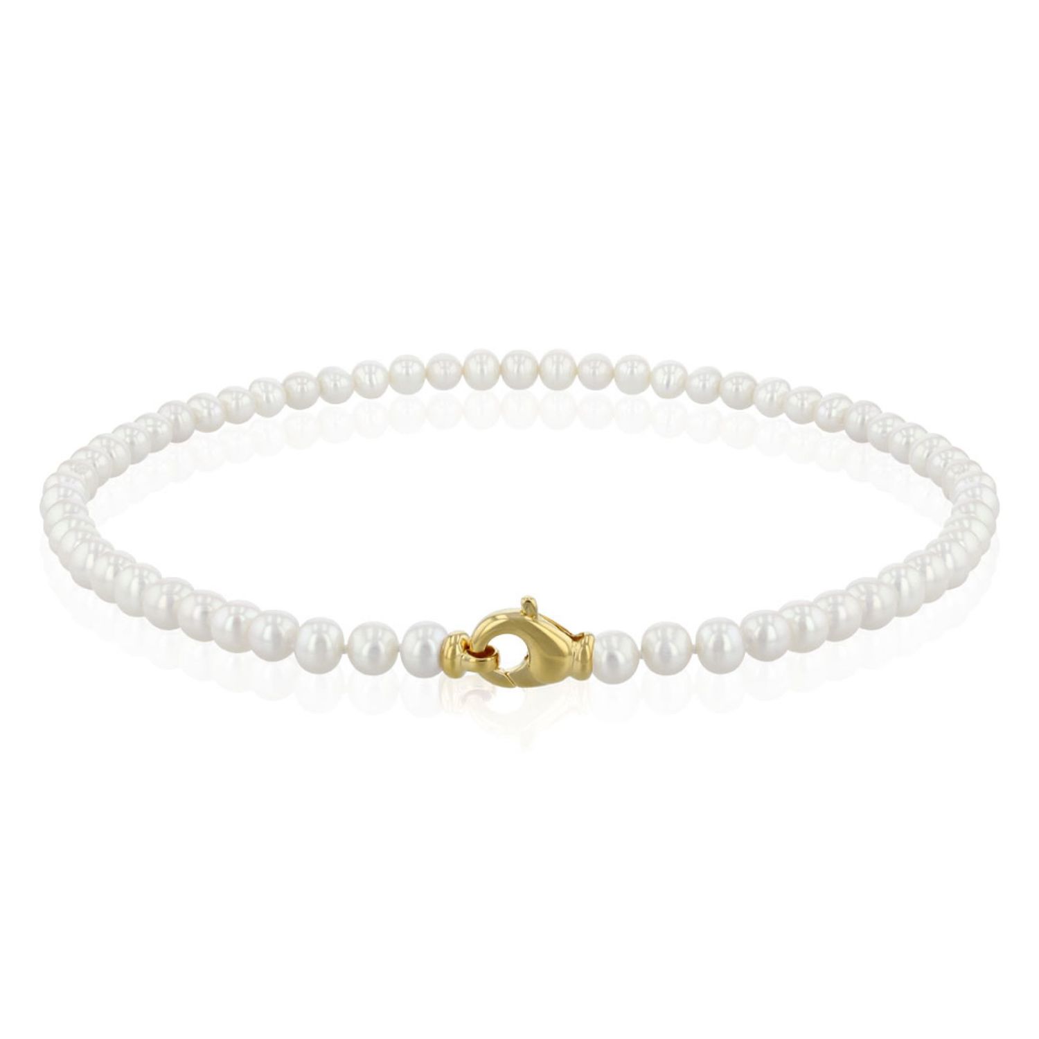 AURONOS Pearl necklace 925 silver gold-plated with freshwater pearls 6-6.5mm 45cm