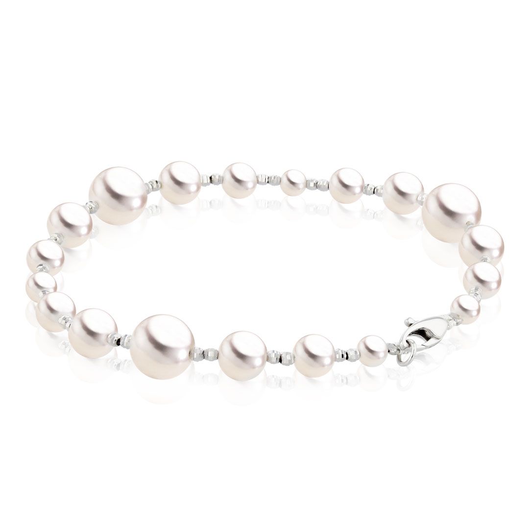 AURONOS Pearl bracelet 18K white gold with Akoya pearls 4-8mm 19cm