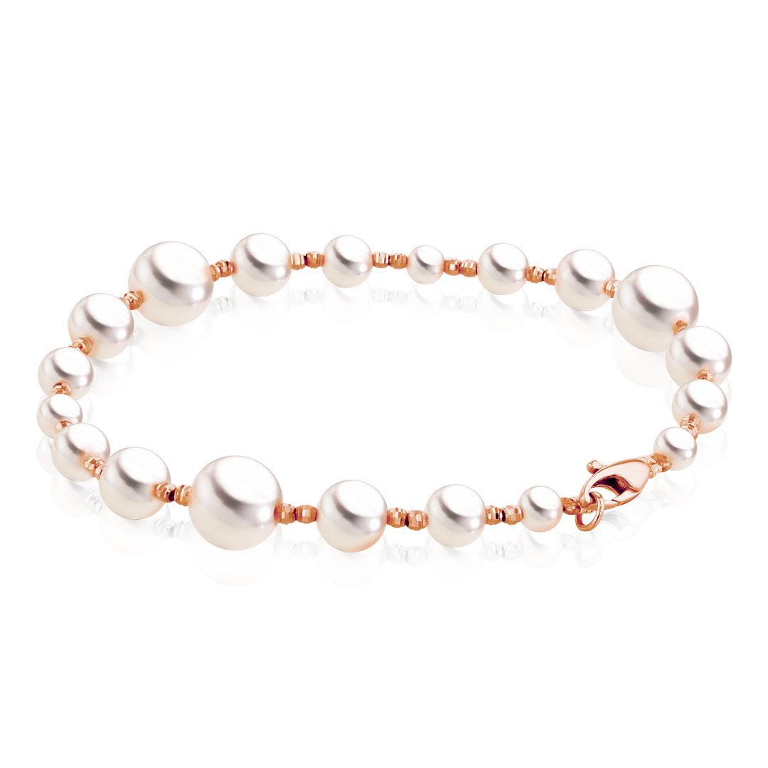 AURONOS Perlen Armband 18K Roségold mit Akoyaperlen 4-8mm 19cm