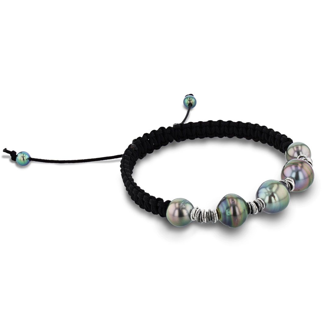 AURONOS Pearl bracelet black 925 silver with Akoya pearls 9-11mm 19cm