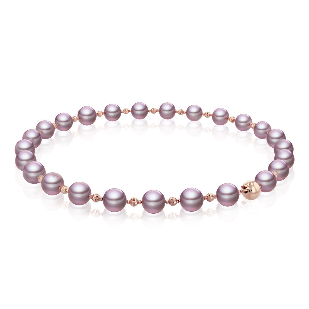 AURONOS Collier de perles en or rose 18K avec perles Ming 10-11mm 45cm