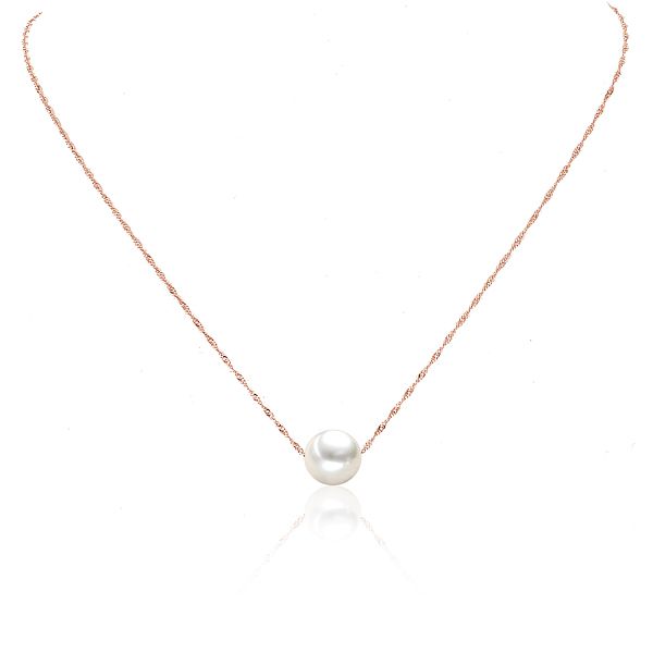 AURONOS Collier de perles en or rose 18K avec perle d'Akoya 8-9mm 40cm