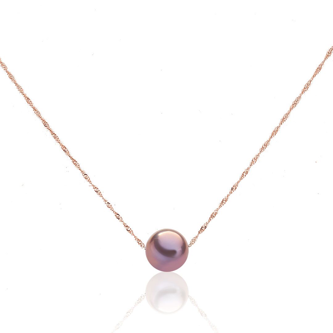 AURONOS Pearl necklace 18K rose gold with Ming pearl 9-10mm 40cm