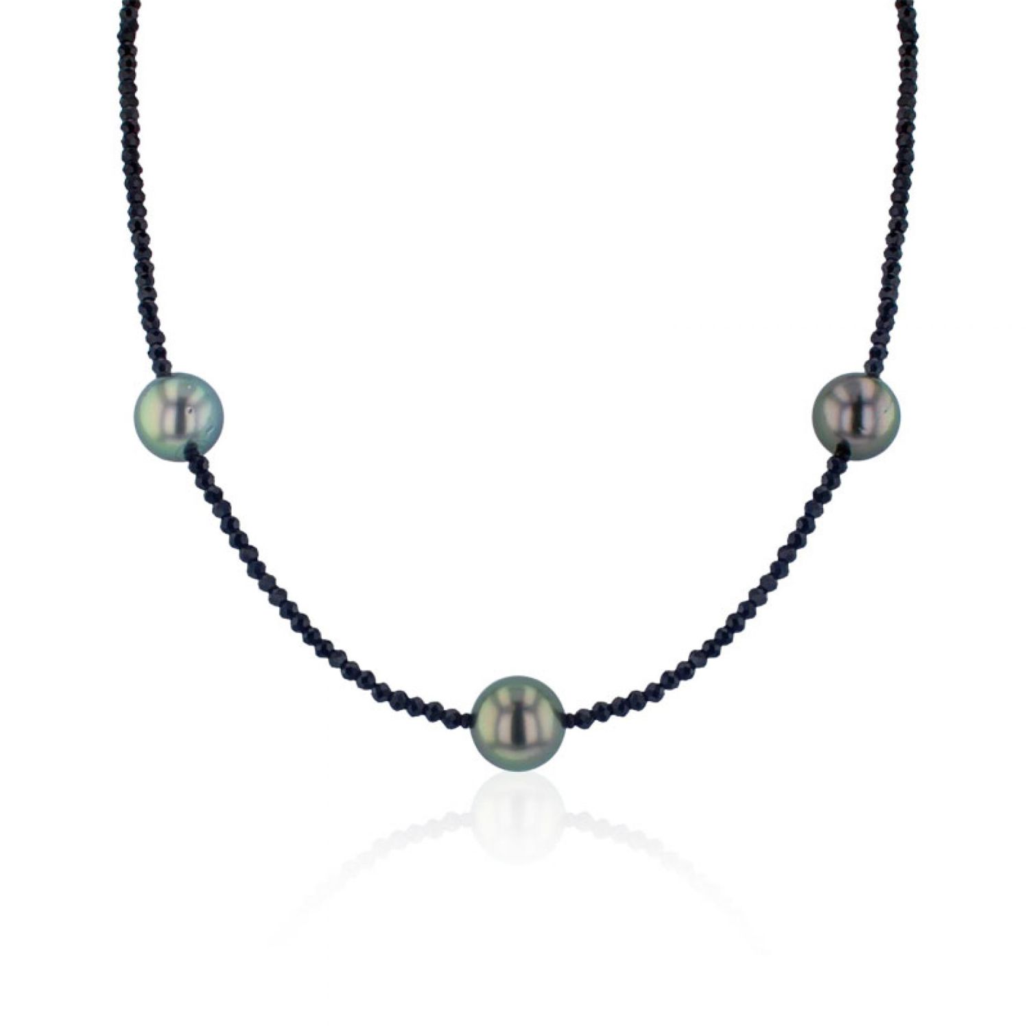 AURONOS Pearl necklace 925 silver with Tahitian pearls 9-10mm 43cm