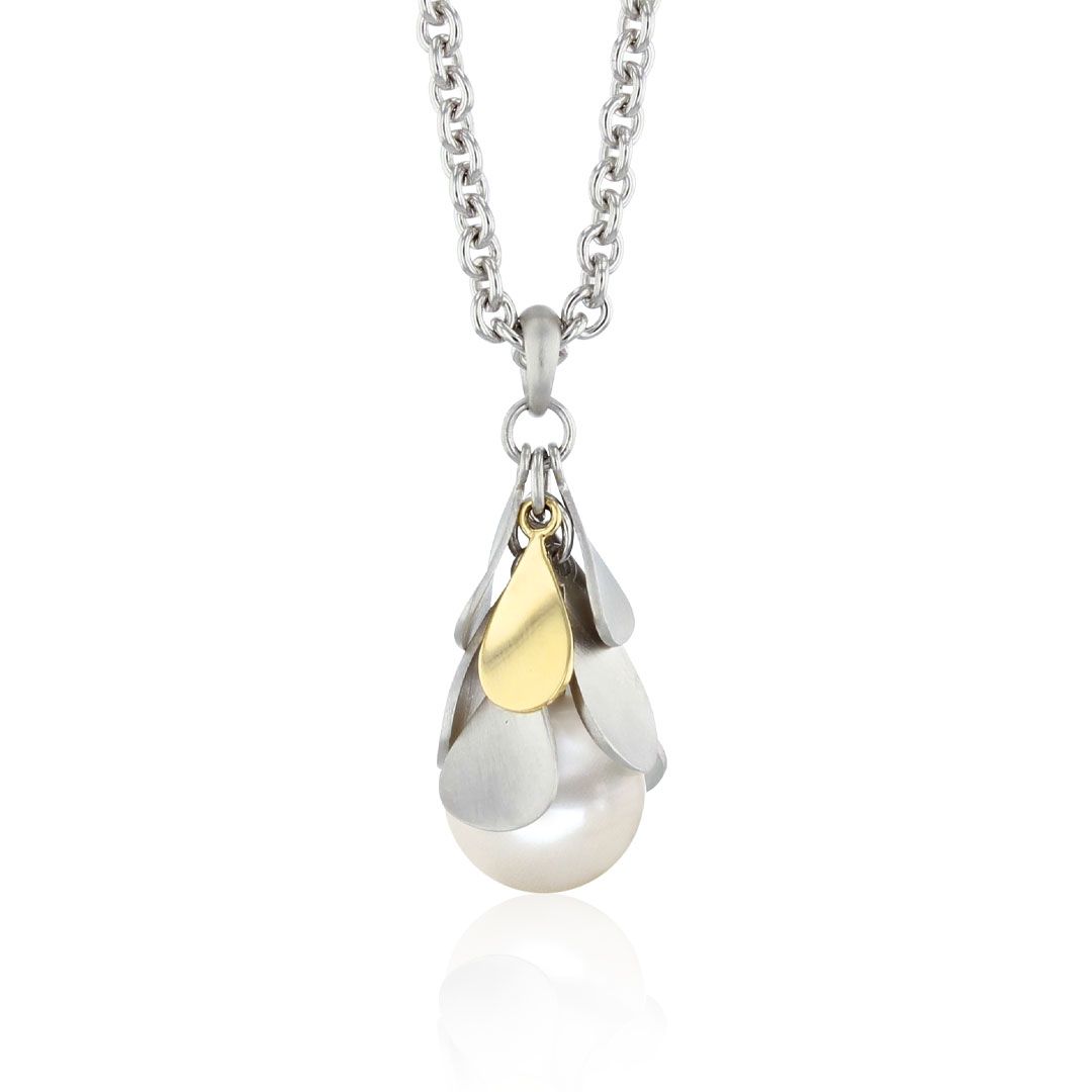 AURONOS Pearl necklace 925 silver with Ming pearl 12-12.5mm 90cm