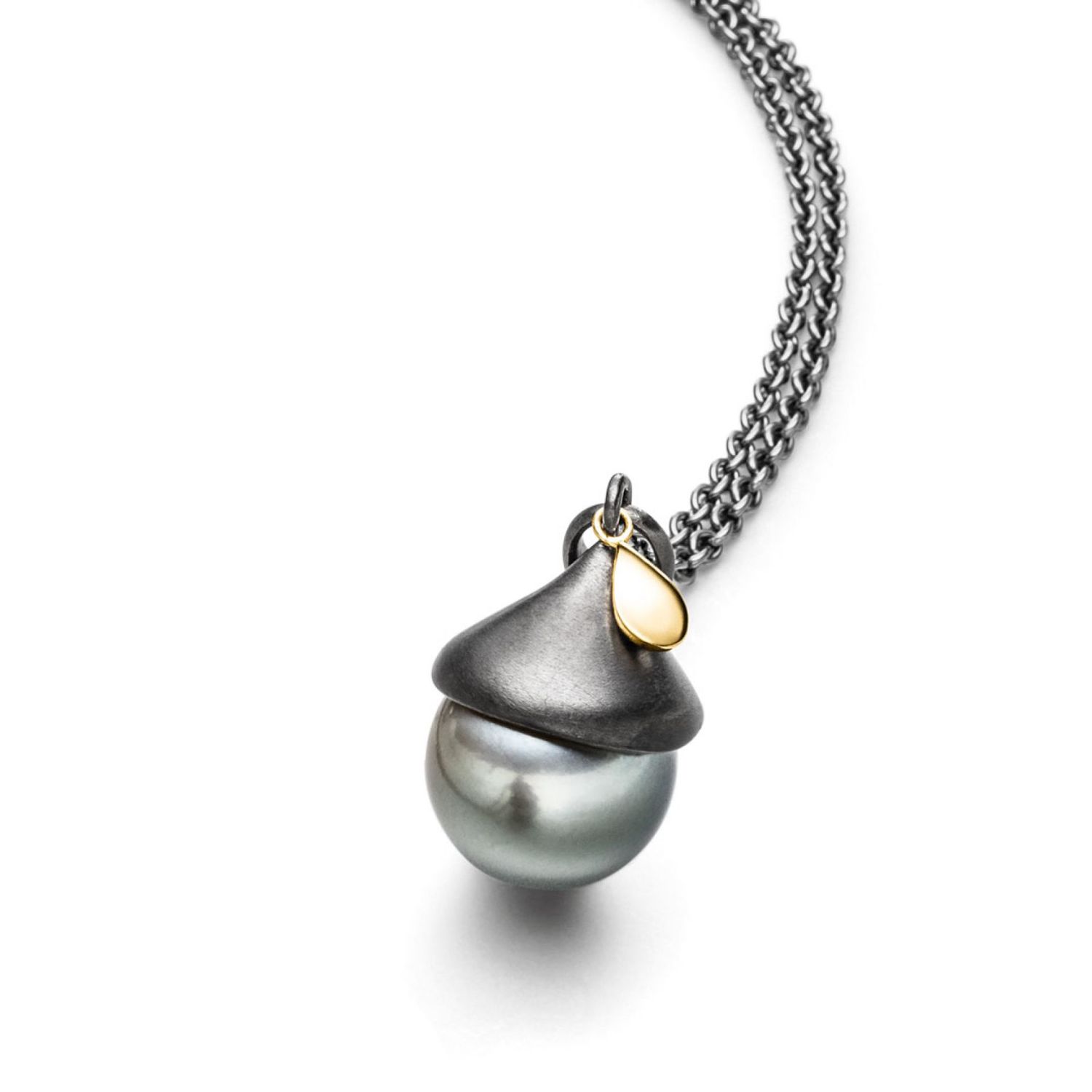 AURONOS Pearl necklace 925 silver with Tahitian pearl 12-12.5mm 75cm