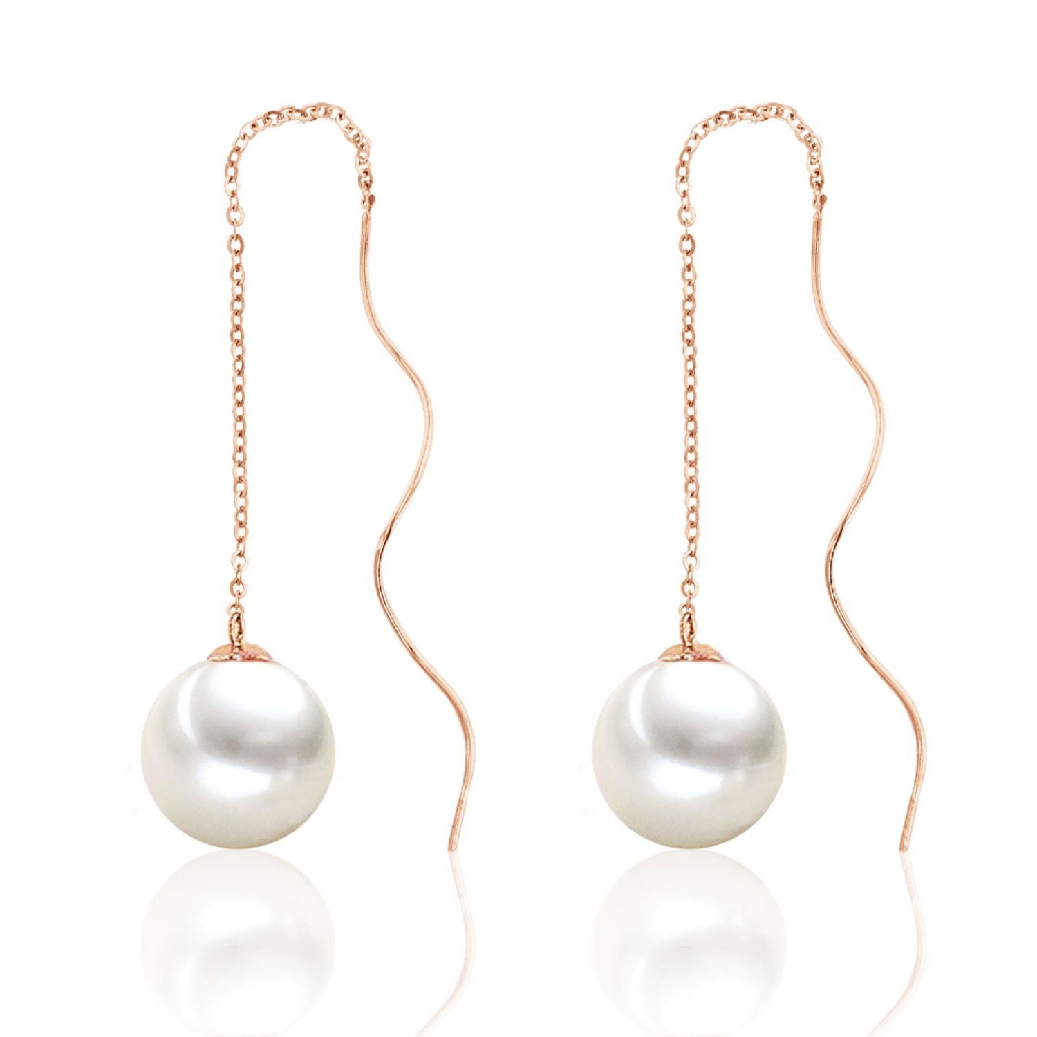 AURONOS Pearl earrings 18K rose gold with freshwater pearls 7-7.5mm