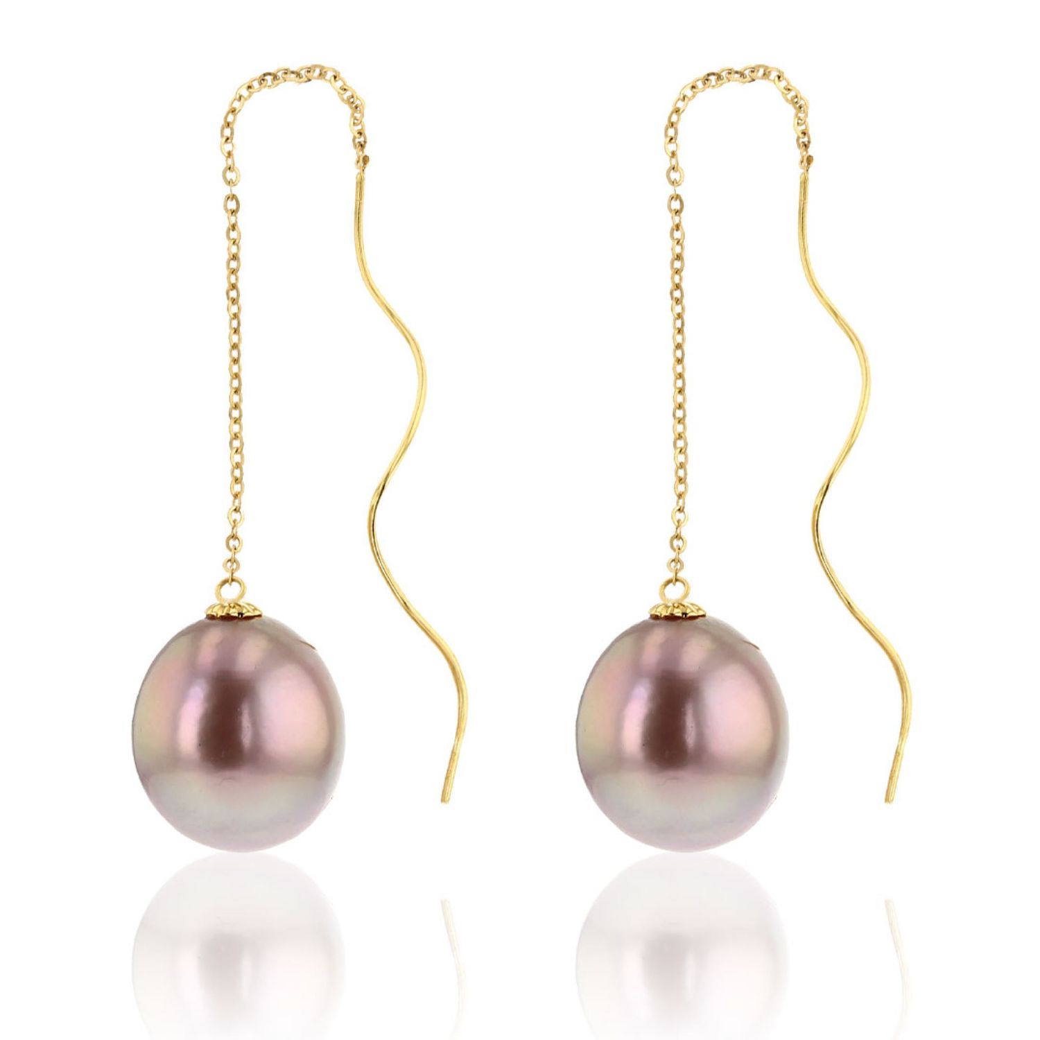 AURONOS Pearl earrings 18K yellow gold with Ming pearls 11-12mm