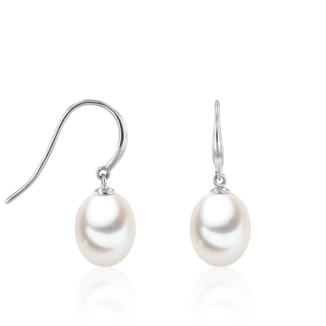 AURONOS Pearl earrings 925 silver with freshwater pearls 8.5-9mm