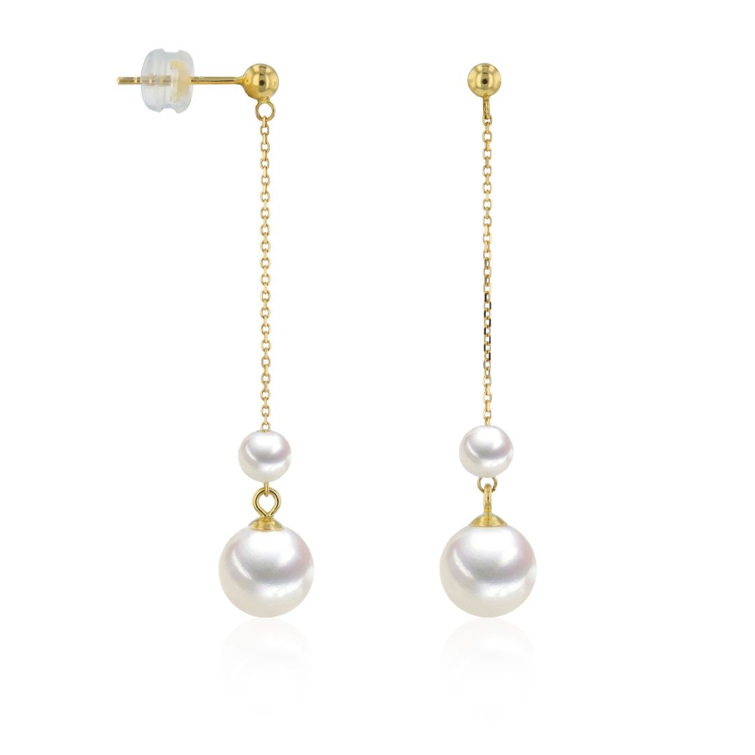 AURONOS Pearl earrings 18K yellow gold with freshwater pearls 4-7mm