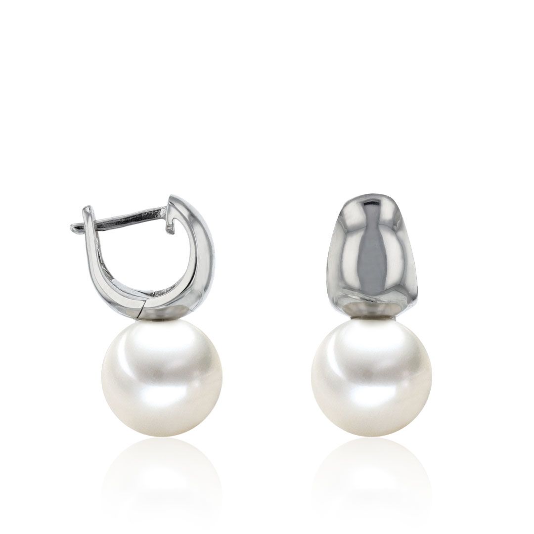 AURONOS Pearl earrings 925 silver with Ming pearls 10-11mm