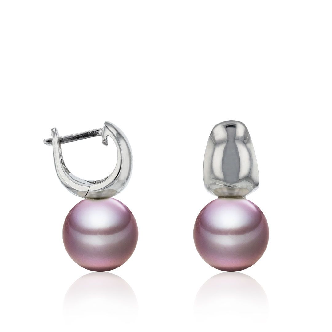 AURONOS Pearl earrings 925 silver with Ming pearls 10-11mm