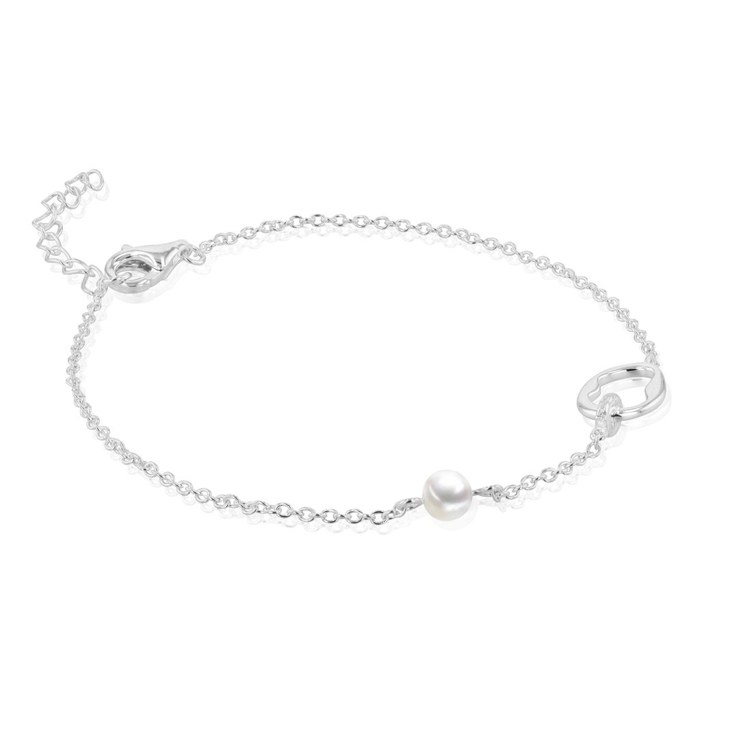 AURONOS Bracelet de perles en argent 925 avec perle d'eau douce 4-4.5mm 20cm de long