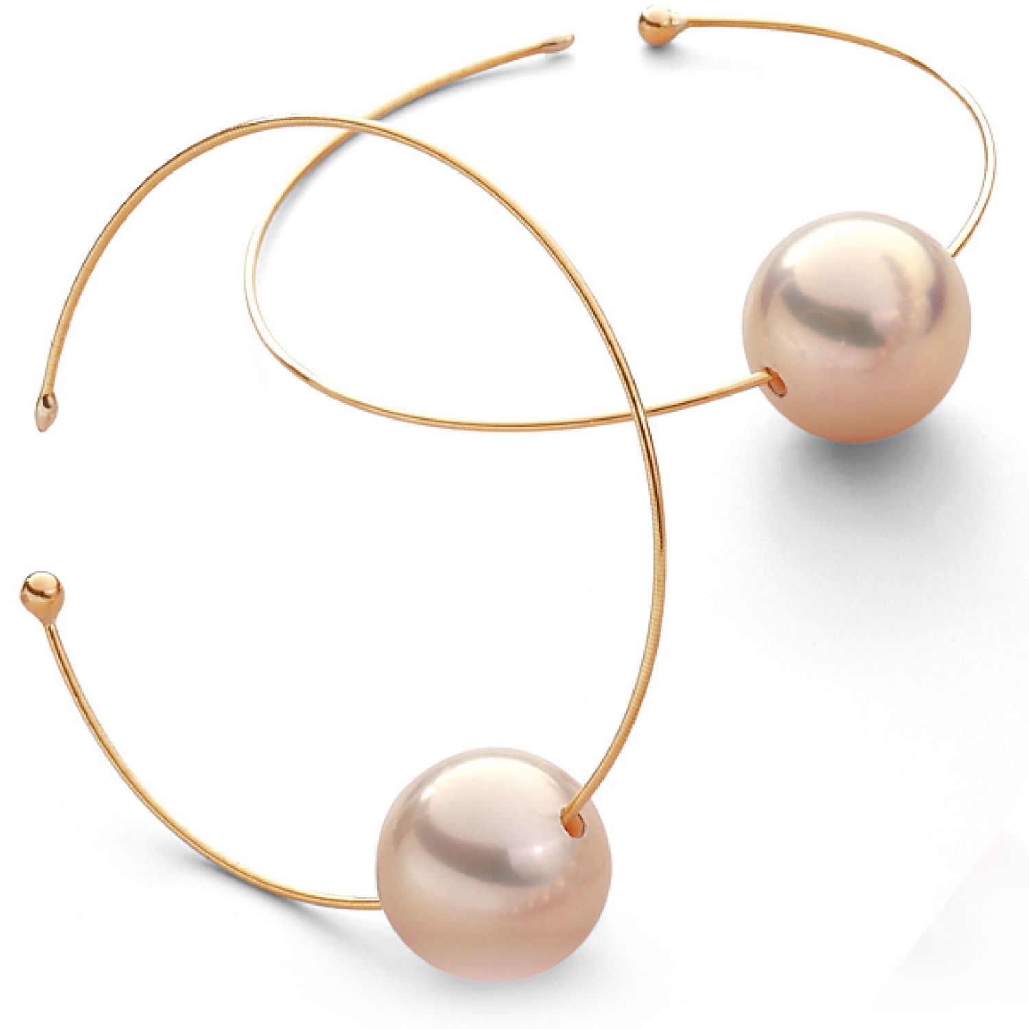 AURONOS Pearl hoop earrings in 18k yellow gold with Ming pearls 10-11mm