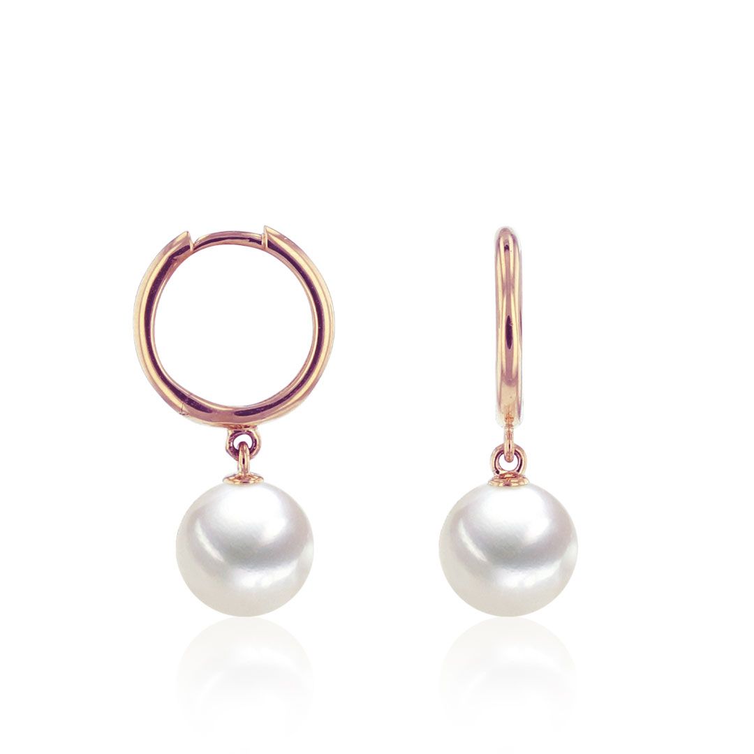 AURONOS Créoles en perles d'or rose 18K avec perles d'eau douce 6.5-7mm