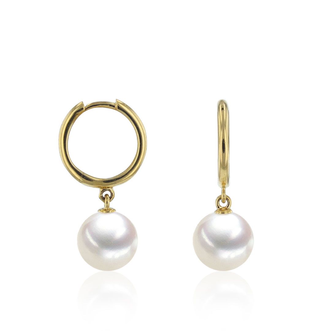 AURONOS Pearl hoop earrings in 18k yellow gold with freshwater pearls 6.5-7mm