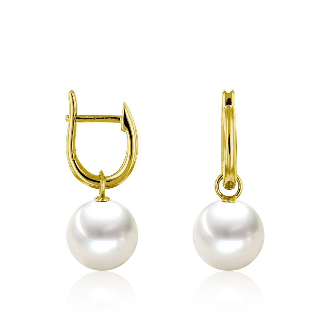 AURONOS Pearl hoop earrings in 18k yellow gold with Ming pearls 10-11mm