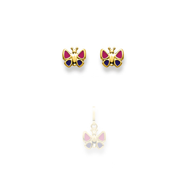 Pfalzer Boucles d'oreilles or jaune 18 carats papillons