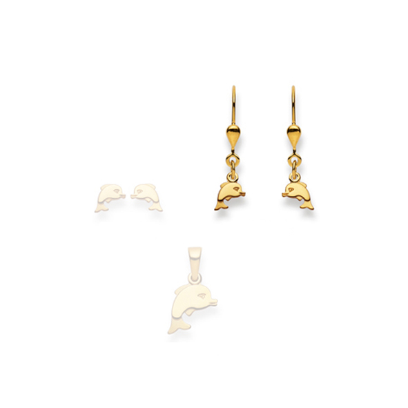 Pfalzer Boucles d'oreilles or jaune 18 carats dauphins 