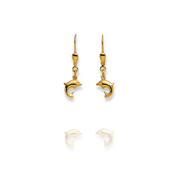 Pfalzer Boucles d'oreilles or jaune 18 carats dauphins 