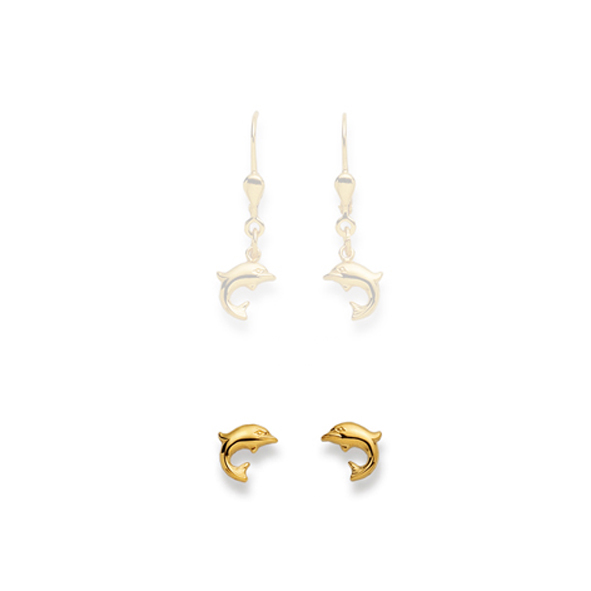 Pfalzer Boucles d'oreilles or jaune 18 carats dauphins 