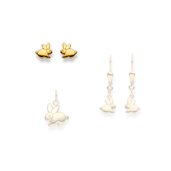 Pfalzer Stud earrings 18K yellow gold rabbits