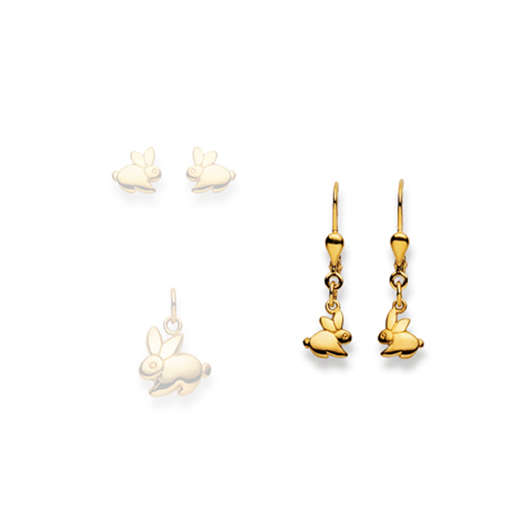 Pfalzer Boucles d'oreilles or jaune 18 carats Lapin