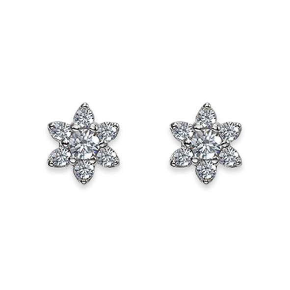 Pfalzer Stud earrings 925 silver flower with zirconia 