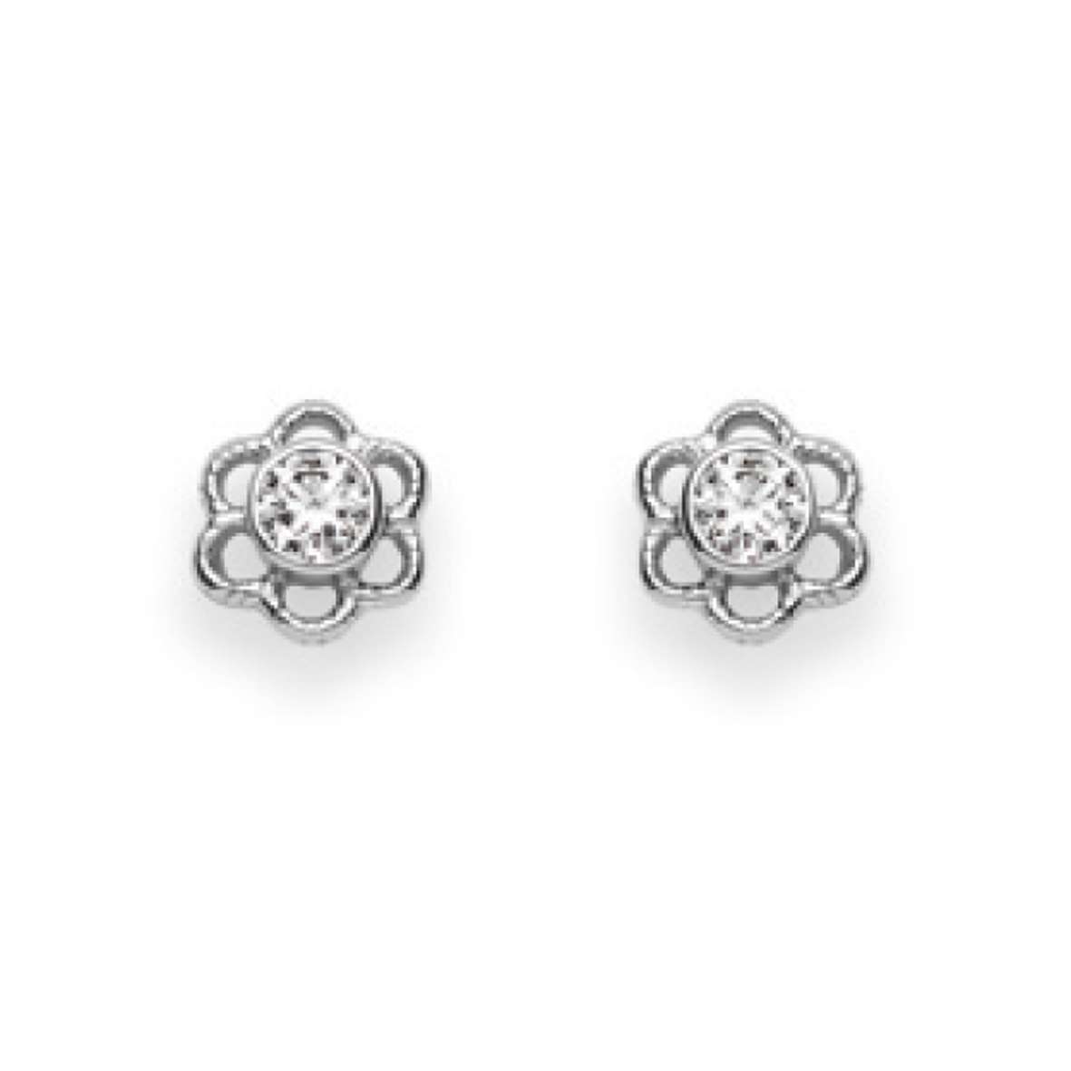 Pfalzer Stud earrings 925 silver flower with zirconia 